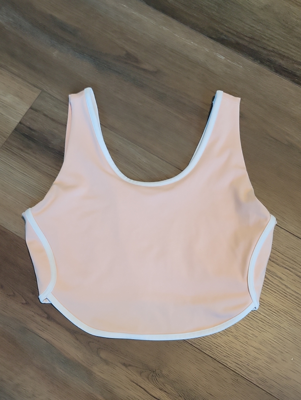 ZELOS Peach Crop Tank with White Trim